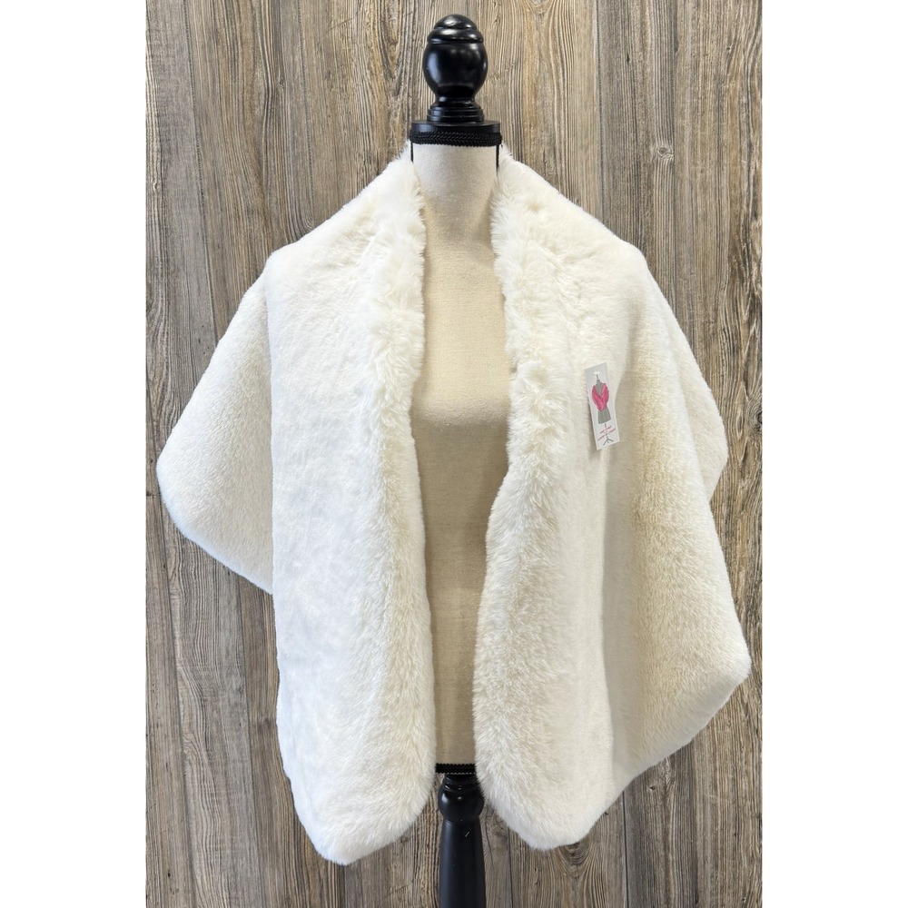 Christian Siriano Ivory Faux Fur Wrap Shawl "One Size" Special Event Glamour NWT - Picture 2 of 10